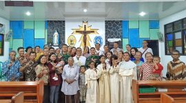 Keterangan Foto: Ibadah Minggu di Gereja ST. Thomas di Kampung Sriwijaya, Kabupaten Way Kanan yang diikuti oleh personil Kodim 0427/Way Kanan yang beragama Nasrani