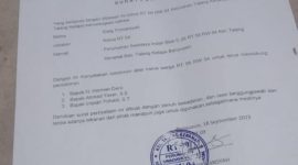 Dugaan surat dukungan Ketua RT 09 RW 04 Kelurahan Talang Keramat, Kecamatan Talang Kelapa, Kabupaten Banyuasin, Sumatera Selatan terhadap terduga 3 orang bakal calon legislatif dari salah satu  partai politik di Kabupaten Banyuasin.