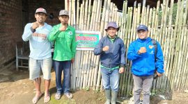 Peratin Pekon Tanjung Raya Johan Safri, Direktur Bumdes Seblat Mandiri Rohimi, dan petani mitra melakukan foto bersama setelah melakukan persiapan untuk panen perdana buncis. Foto; Hauruel Abadi, kabarindonesia.co