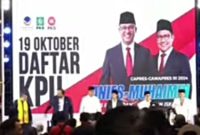 Pasangan Anies Baswedan dan Muhaimin Iskandar mendaftarkan diri ke KPU RI. Tangkapan Layar: Ibnu Khotomi, kabarindonesia.co