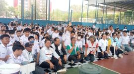 Siswa Xaverius 1 Palembang tampak antusias mengikuti sosialisasi dan edukasi Penyelamatan Iklim Global yang dilakukan oleh Komunitas Garam. Foto: RPS, Kabarindonesia.co 