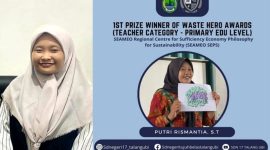Putri Rismantia, guru asal Kabupaten PALI jadi yang terbaik di ASEAN dalam ajang Southheast Asian Waste Hero Awards.