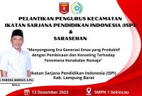 Poster Kegiatan Pelantikan Pengurua Kecamatan ISPI dan Sarasehan