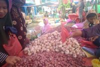 Curah hujan yang tinggi menyebabkan suasana Pasar Sampot, Pekon Padang Cahya, Kecamatan Balik Bukit, Kabupaten Lampung Barat yang sepi dari pembeli dan menyebab omset pedagang menurun drastis pada Jum'at (13/1/2024). Foto: Haeruel Abadi, Kabarindonesia.co