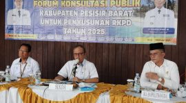 Asisten II Pemkab Pesisir Barat, Zukri Amin memimpin Forum Konsultasi Publik bagi penyusunan RKPD Pesibar tahun 2025 pada Rabu (7/2/2024). Foto: Joni Irawan, Kabarindonesia.co
