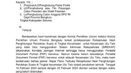Surat KPU Kabupaten Seluma tentang Penundaan Rekapitulasi Hasil Penghitungan Suara Pemilu 2024 untuk Kecamatan Ulu Talo. Foto: Melki Agustian, Kabarindonesia.co