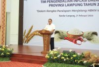 Gubernur Lampung, Arinal Djunaidi memberikan sambutan dalam High Level Meeting dan Capacity Building jelang Ramadhan dan Idul Fitri 1445 Hijriah. Foto: Andi Rahman, Kabarindonesia.com