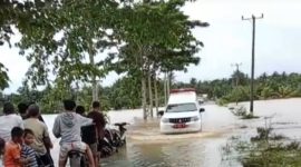 Way Hanakau di Kecamatan Ngambur meluap, beberapa desa terendam banjir pada Jum'at (8/3/2024). Foto: Joni Irawan, Kabarindonesia.co