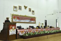 Pj. Bupati Tulang Bawang Barat, M. Firsada membacakan amanat Gubernur Lampung, Arinal Djunaidi dalam Peringatan HUT Ke-60 Provinsi Lampung pada Senin (18/3/2024). Foto: Andi Rahman, Kabarindonesia.co