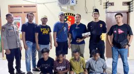 Empat orang pelaku pencurian diamankan oleh Polsek Banjar Agung, Polres Tulang Bawang pada Rabu (22/5/2024). Foto: Andi Rahman, Kabarindonesia.co