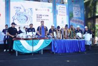 Menteri Pemuda dan Olahraga (Menpora), Ario Bimo Nandito Ariotedjo, Gubernur Lampung Arinal Djunaidi, Wakapolda Lampung Ahmad Ramadhan, Bupati Pesibar Agus Istiqlal, dan Wakil Bupati Pesibar A. Zulqoini Syarif saat pembukaan WSL KRUI PRO 2024, Joni Irawan Kabarindonesi.co