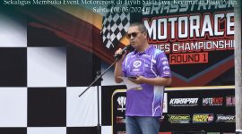 Ir. Novriwan Jaya, SP., meresmikan Sirkuit Motorcross Taman Sakti Jaya sekaligus membuka event Grasstrack Motorace Series Championship Round I