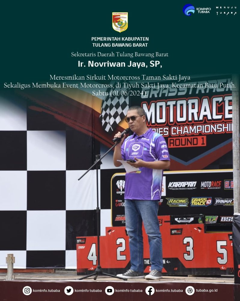 Ir. Novriwan Jaya, SP., meresmikan Sirkuit Motorcross Taman Sakti Jaya sekaligus membuka event Grasstrack Motorace Series Championship Round I