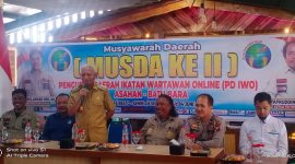 H. Surya,. Bsc. Membuka kegiatan Musyawarah bersama daerah (Mubesda) pengurus Ikatan Wartawan Online Asahan Batubara